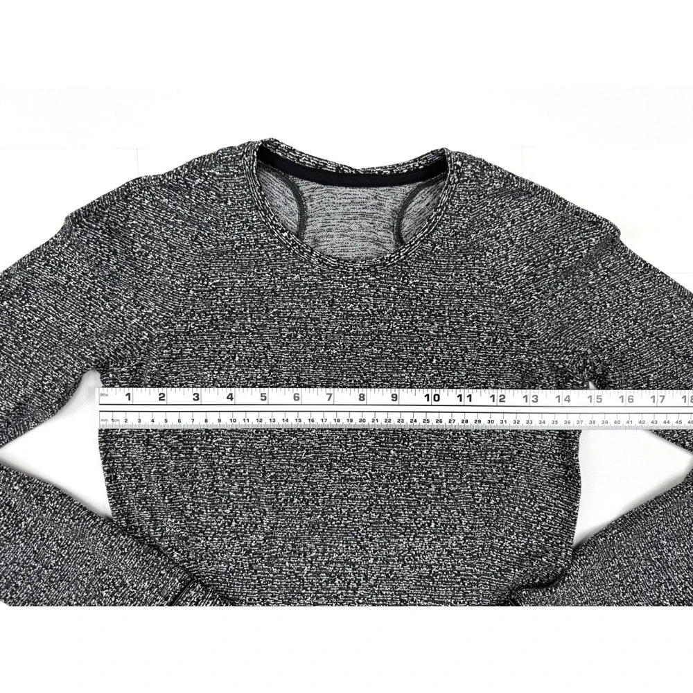 LULULEMON Runderful Sz4 Black/White Long Sleeve Rulu Knitted Running Shirt #1692